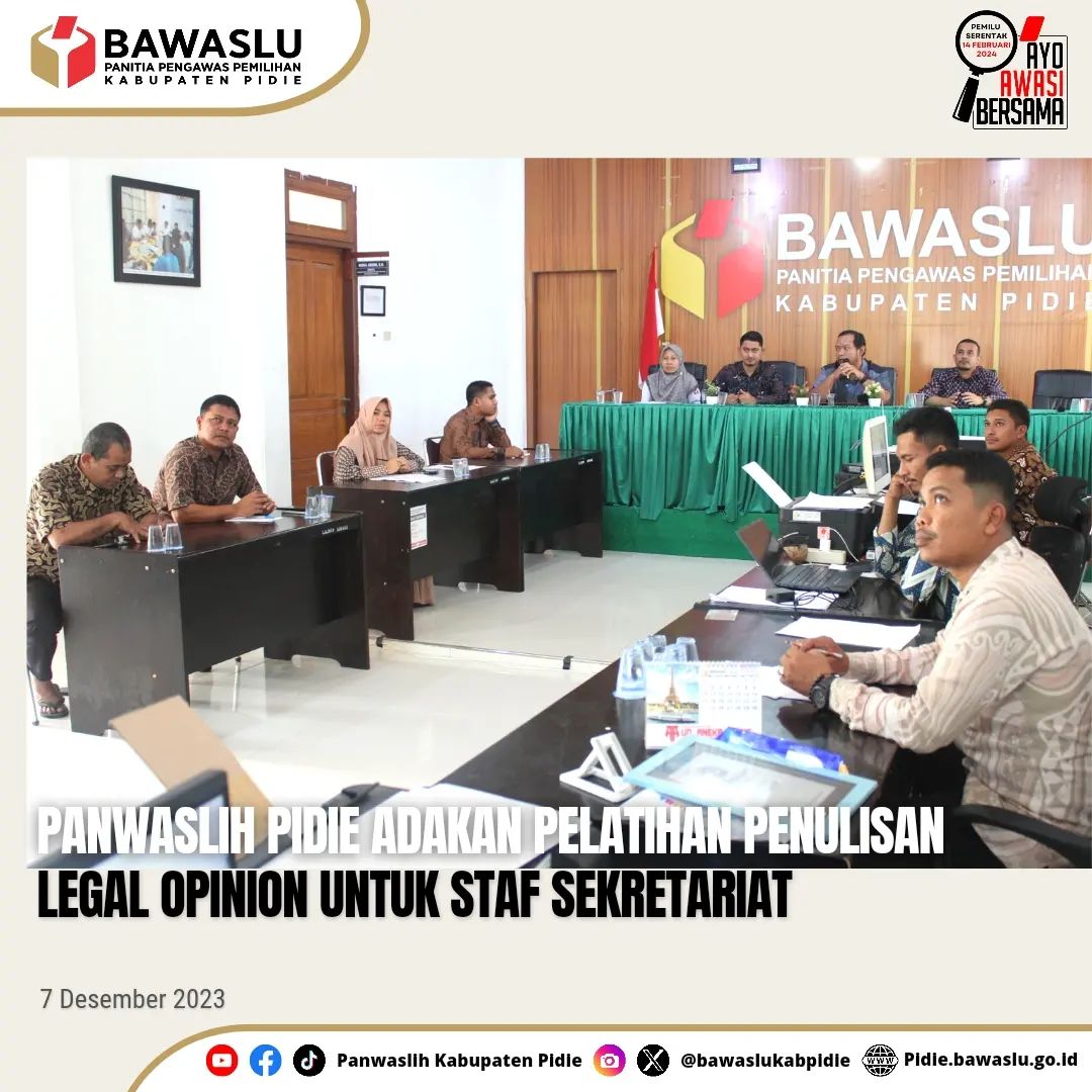 Pelatihan Penulisan Legal Opinion bagi Staf Sekretariat