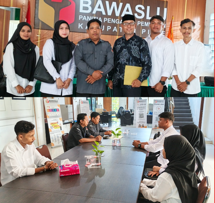 Dokumentasi penerimaan mahasiswa magang di sekretariat Panwaslih Kabupaten Pidie, Senin [12/1/2026]