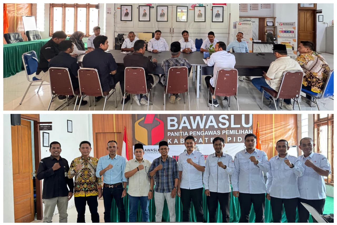 Rapat Koordinasi Bawaslu Kabupaten Pidie dan KIP Pidie di Sekretariat Bawaslu Kabupaten Pidie