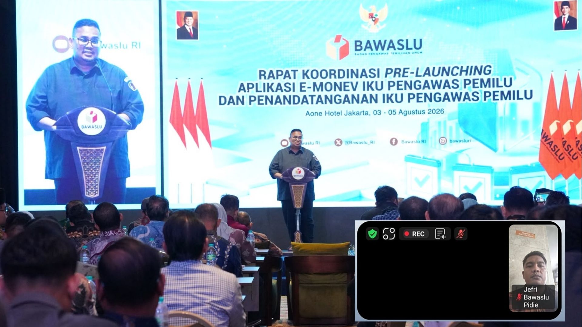 pimpinan bawaslu kabupaten pidie mengikuti pre launching aplikasi e monev IKU