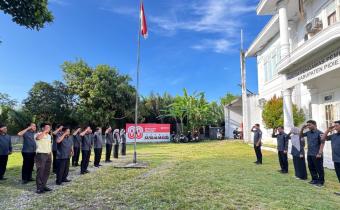 pelaksanaan apel pagi perdana setelah lebaran Idul fitri