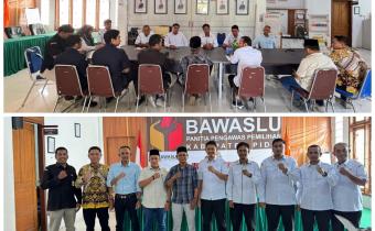 Rapat Koordinasi Bawaslu Kabupaten Pidie dan KIP Pidie di Sekretariat Bawaslu Kabupaten Pidie