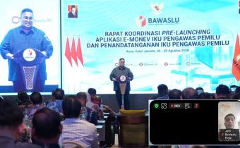pimpinan bawaslu kabupaten pidie mengikuti pre launching aplikasi e monev IKU